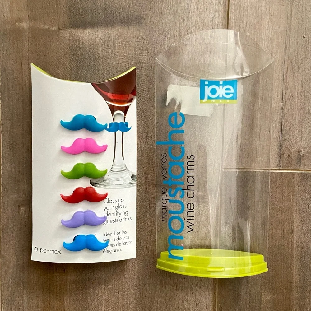 Joie 6pc Mustache Wine Charms in Multicolor